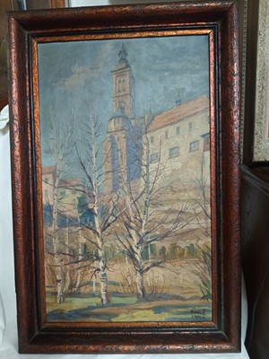 Josef Krčil Kutná Hora - olej z roku 1943