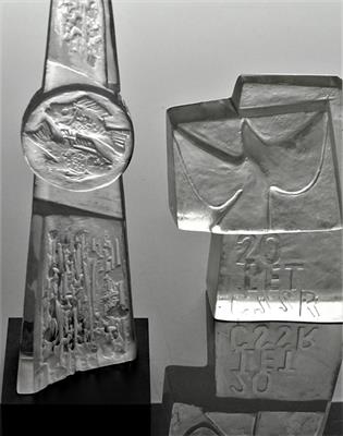 skleněné plastiky, 2 kusy