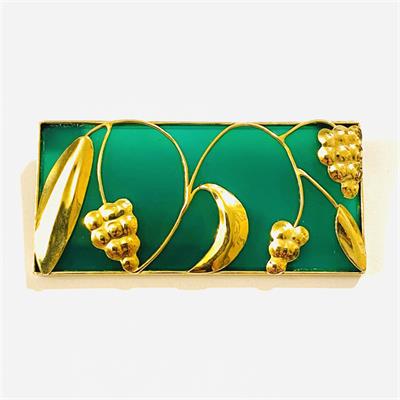 Zlatá brož s chryzoprasem – dle Dagobert Peche