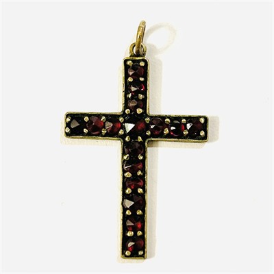 Starožitný přívěšek "kříž" s českými granáty