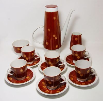 Stylový moka šestiosobní servis, Retro ze 60-70tých let AVM Hansa Německo