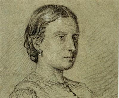 PINKAS - Portrét dívky, kresba 1859, WALDES