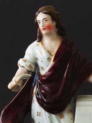 Písař porcelánová figurka, biedermeier 19. století