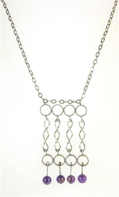 Stříbrný náhrdelník s ametysty