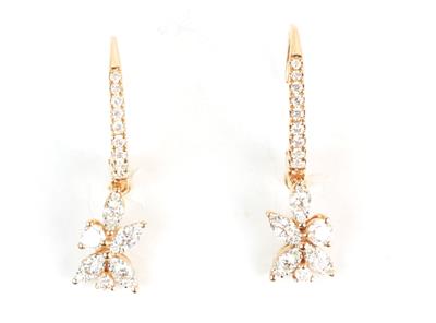 Zlaté náušnice ve tvaru stylizované květiny s brilianty 0,74 ct