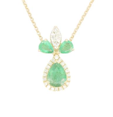 Zlatý náhrdelník s diamanty a smaragdy