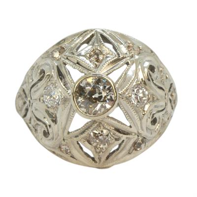 Stříbrný Art deco prsten s brilianty