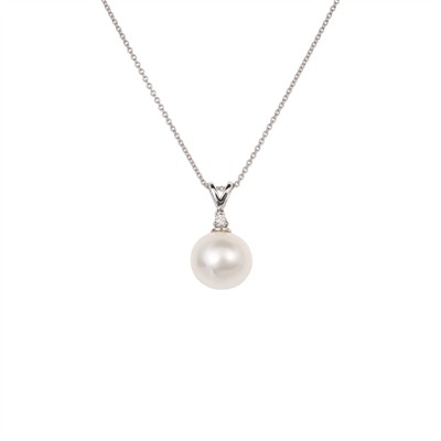 Zlatý náhrdelník se sladkovodní perlou a diamante