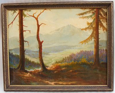 Pohled na Krkonoše, větší formát, Jan KOSEJK 1942 olej na plátně