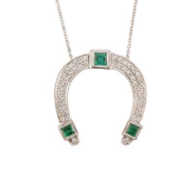 Zlatý náhrdelník se smaragdy a brilianty