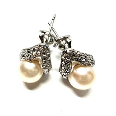 Stříbrné náušnice s perlou a markazity