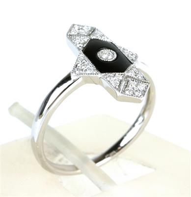 Zlatý prsten s onyxy a brilianty