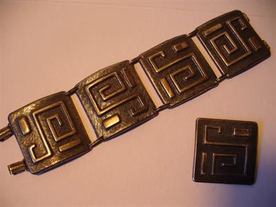 STŘÍBRNÝ   NÁRAMEK  +  BROŽ