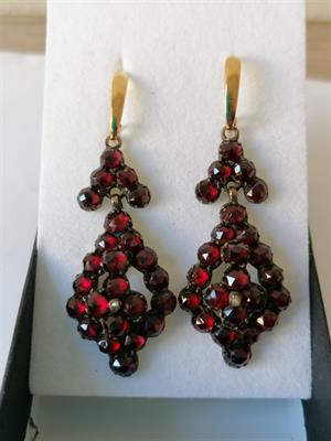 Velké granátové náušnice - biedermeier