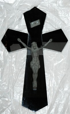 Velký skleněný art deco kříž  59 x 37 cm