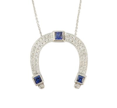 Zlatý náhrdelník s brilianty a safíry