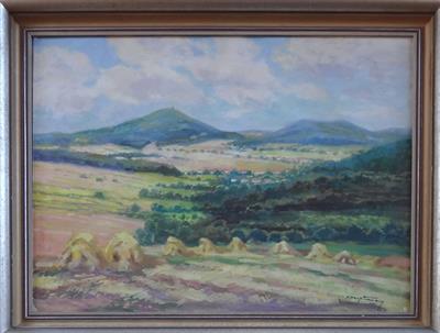 Jaromír Hauptmann Sedláček - Letní krajina se snopy