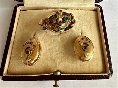 Zlaté náušnice a brož - biedermeier