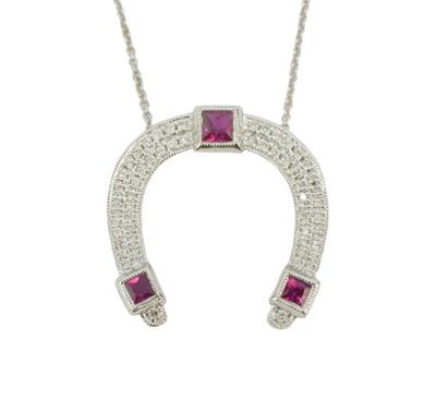 Zlatý náhrdelník s brilianty a rubíny