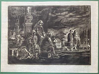 Ferdiš Duša velký dřevoryt na japonském papíře