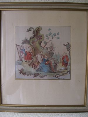 Biedermeierovský akvarel s posudkem