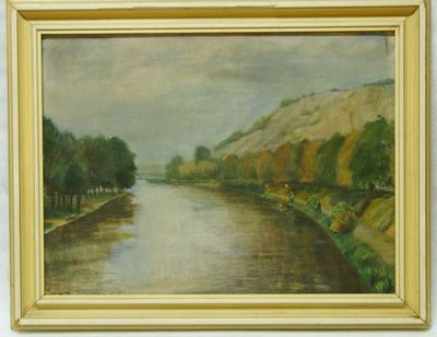 Podzimní nálada - řeka se starým lomem, monogramista R. Z.