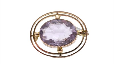 Zlatá brož s ametystem