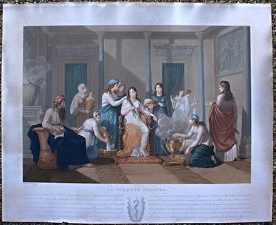Farebný lept La Toilette d Esther z roku 1819