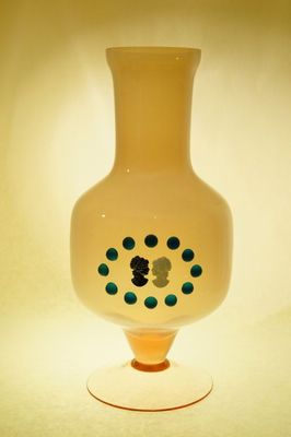 Opálová váza 2 x kamej a kameny, Borské sklo