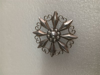 Velká secesní brož stříbro