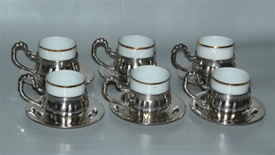Stříbrný art deco moka servis 1930
