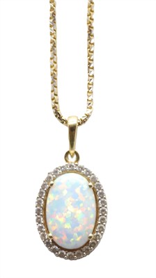 Zlatý náhrdelník s opálem a zirkony