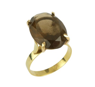 Zlatý prsten s kouřovým topazem