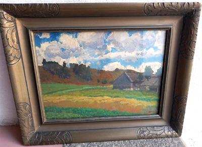 Krajina s domkem, Bohuslav Dvořák, žák Julia Mařáka