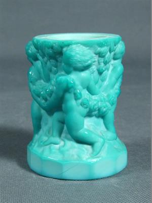 Vázička,Ingrid,malachitové,tyrkysové sklo,staré,v8cm