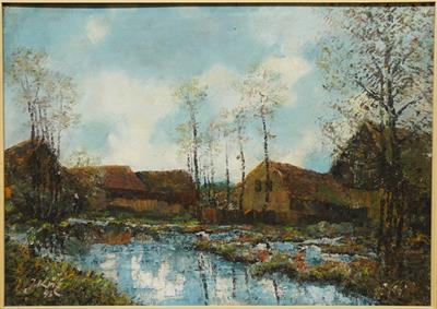 Krajinomalba impresionistický styl J. KŘÍŽ olej na plátně