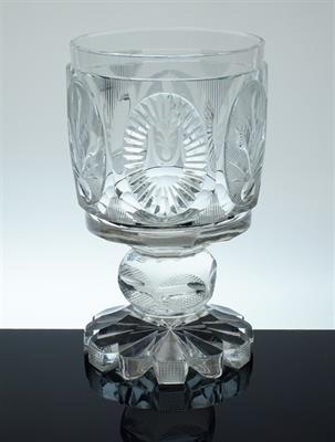 Luxusní celobroušená Biedermeier sklenice s bohatým dekorem