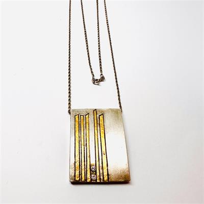 Originální stříbrný náhrdelník s brilianty - Hans Tischler