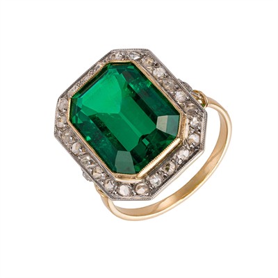 Zlatý prsten s přírodními diamanty ART DECO