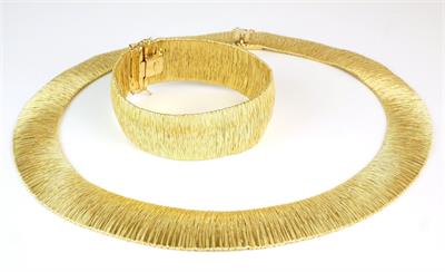 Luxusní zlatá souprava -  náhrdelník a náramek