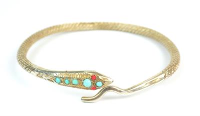 Stříbrný náramek had