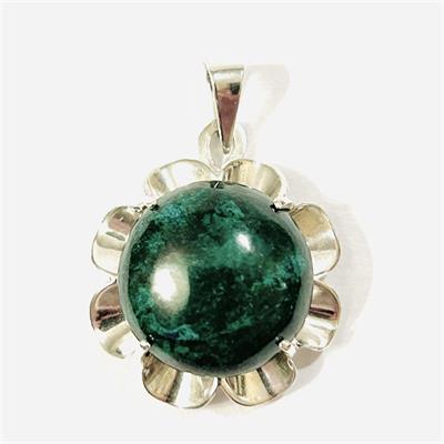 Stříbrný přívěšek s malachitem