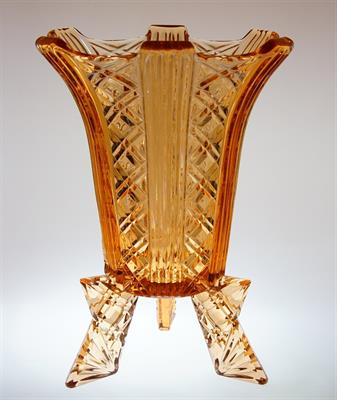 ART - DECO rosalinová váza na nožkách geometrický ornament