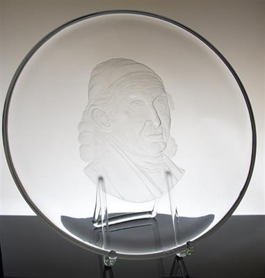 Velmi masivní rytá mísa EXBOR portrét Friedricha Egermanna