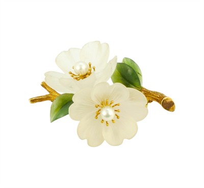 Zlatá brož - třešňové květy