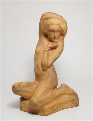 Melancholická dívka, keramika terakota - Jan ŠTURSA