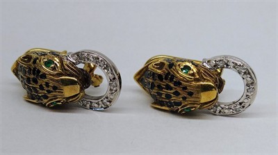 Zlaté leopardí náušnice se smaragdy a diamanty