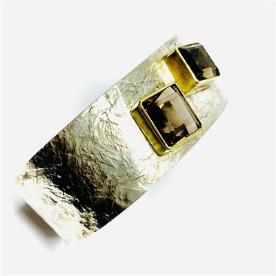 Stříbrný autorský náramek s kouřovými topazy v au