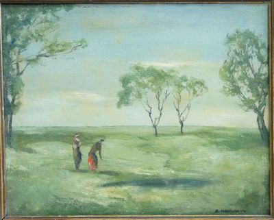 B. HOCHMANN, Krajina s figurální stafáží - olej