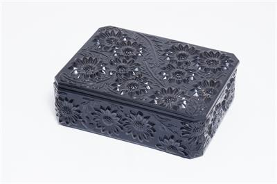 Dóza z hyalitového skla KOPRETINY Rudolf JURNIKL Sklo-Union